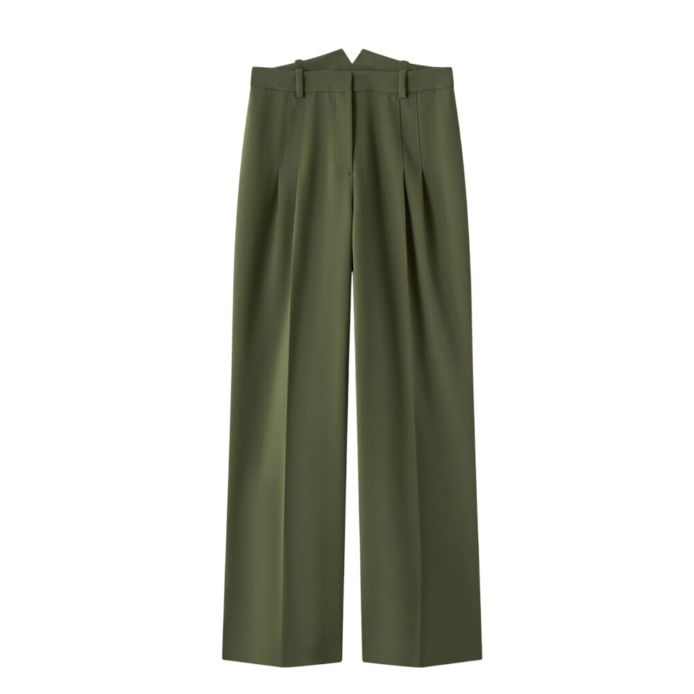 L.K. Bennett Petra Dark Green Pleated Trousers